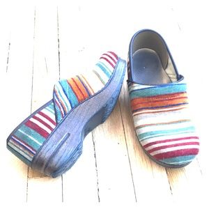 Dansko Clogs - Vegan corduroy multicolor striped
